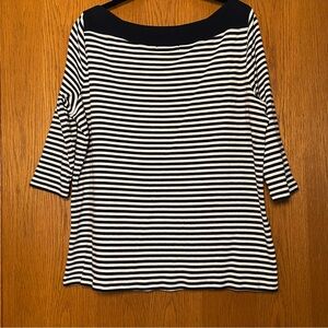 Chaps 1X Nautical Boat Neck Women’s Striped Knit Top Super Soft Cotton